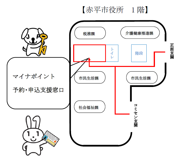 マイナポイント予約・申込支援窓口の位置図