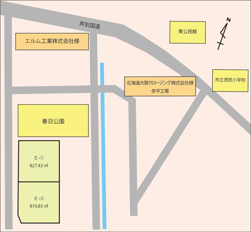 茂尻春日町分譲地の位置図