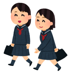 2人でならんで通学する女生徒のイラスト