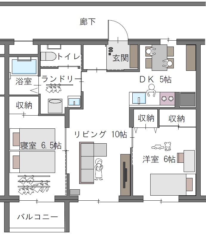 間取り詳細図：2LDK