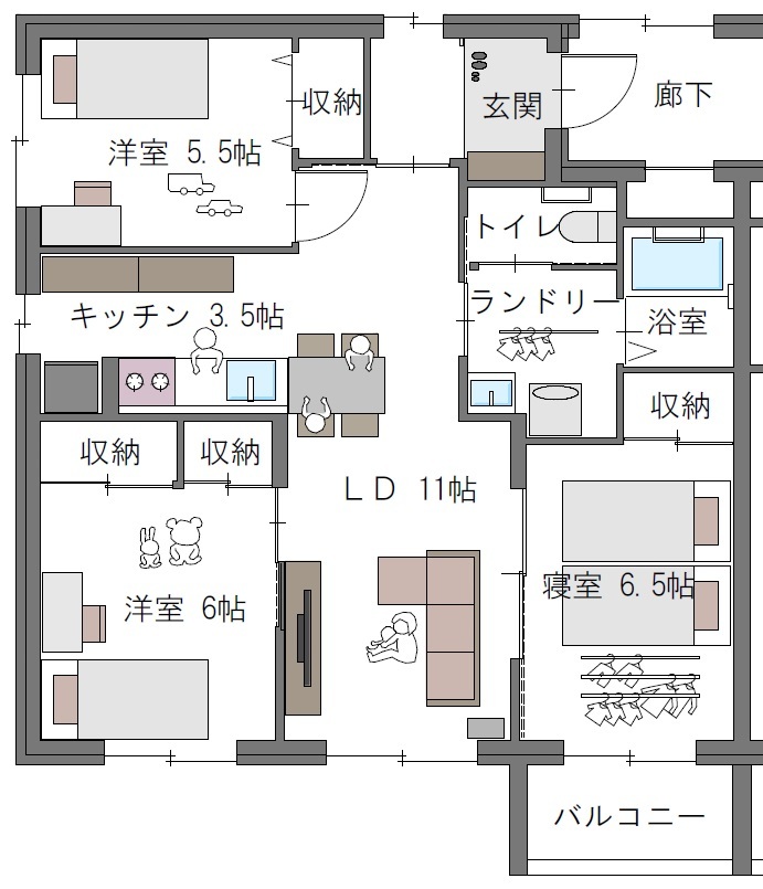 間取り詳細図：3LDK